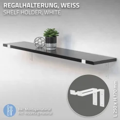 2er Set Wandkonsole Regalhalterung 2x 250 x 145 mm Weiß aus Stahl ML-Design
