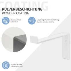 2er Set Wandkonsole Regalhalterung 2x 250 x 145 mm Weiß aus Stahl ML-Design