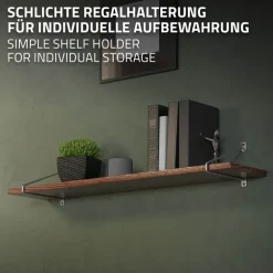 2er Set Wandkonsole Regalhalterung 2x 265 x 180 mm Grau aus Stahl ML-Design