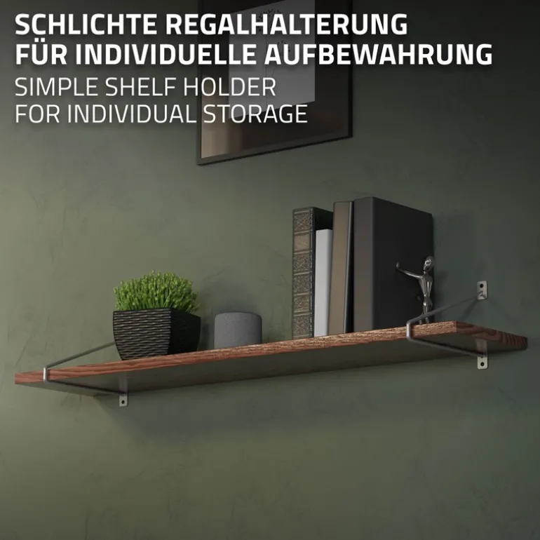2er Set Wandkonsole Regalhalterung 2x 265 x 180 mm Grau aus Stahl ML-Design