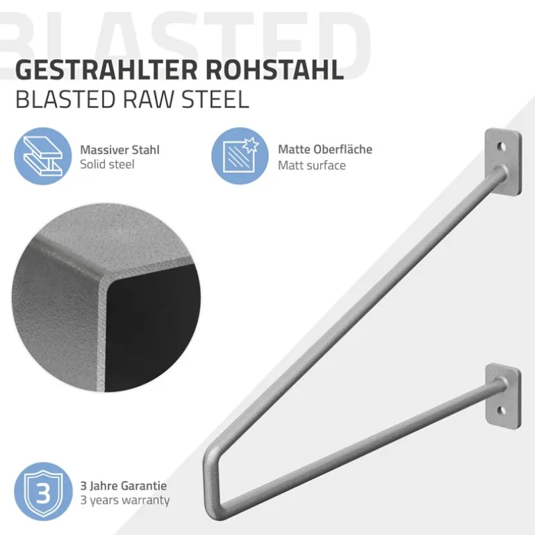 2er Set Wandkonsole Regalhalterung 2x 265 x 180 mm Grau aus Stahl ML-Design