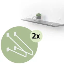 2er Set Wandkonsole Regalhalterung 2x 265 x 180 mm Weiß aus Stahl ML-Design