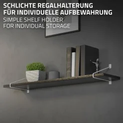 2er Set Wandkonsole Regalhalterung 2x 265 x 180 mm Weiß aus Stahl ML-Design