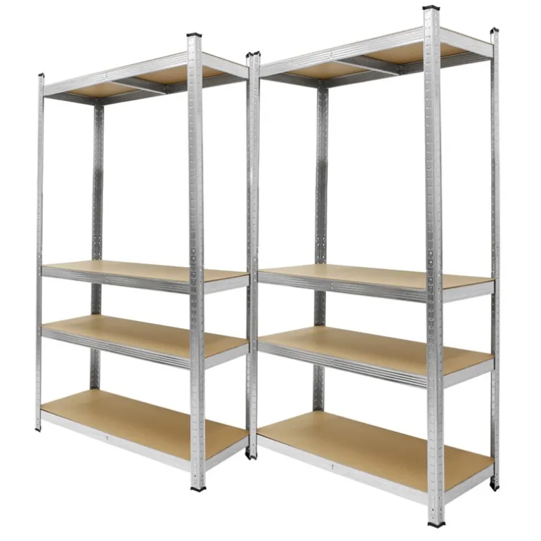 2er Set Werkstattregal silber, 160x80x40 cm, aus MDF und Metall, bis 320 kg