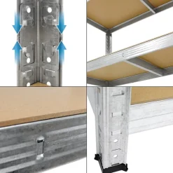 2er Set Werkstattregal silber, 160x80x40 cm, aus MDF und Metall, bis 320 kg