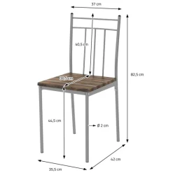 Essgruppe für 4 Personen 5-teilig mit Esstisch und 4 Stühlen Braun aus Holz ML-Design