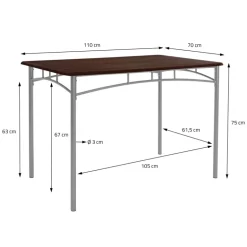 Essgruppe für 4 Personen 5-teilig mit Esstisch und 4 Stühlen Dunkelbraun aus Holz ML-Design