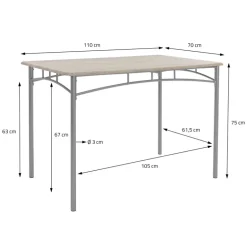 Essgruppe für 4 Personen 5-teilig mit Esstisch und 4 Stühlen Eiche hell aus Holz ML-Design