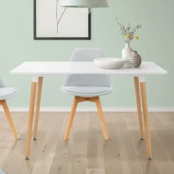 Esstisch aus Holz 120x70 cm Matt Weiß Esszimmertisch für 4-6 Personen ML-Design