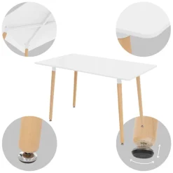 Esstisch aus Holz 120x70 cm Matt Weiß Esszimmertisch für 4-6 Personen ML-Design