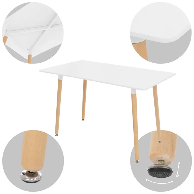 Esstisch aus Holz 120x70 cm Matt Weiß Esszimmertisch für 4-6 Personen ML-Design