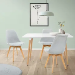Esstisch aus Holz 120x70 cm Matt Weiß Esszimmertisch für 4-6 Personen ML-Design