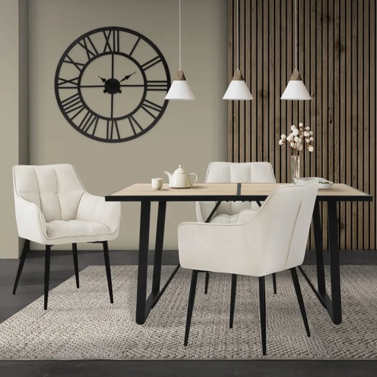 Esstisch 140x70 cm mit schwarzem Gestell für 4-6 Personen ML-Design
