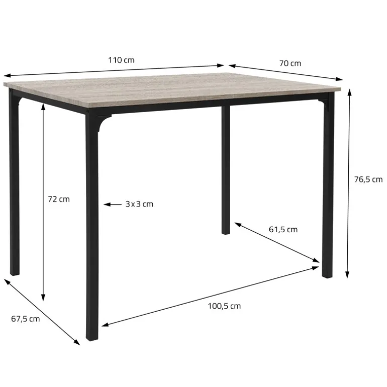 Esszimmergruppe mit Bank 4-Teilig mit Esstisch und Stühlen Sonoma Eiche Stahlgestell ML-Design