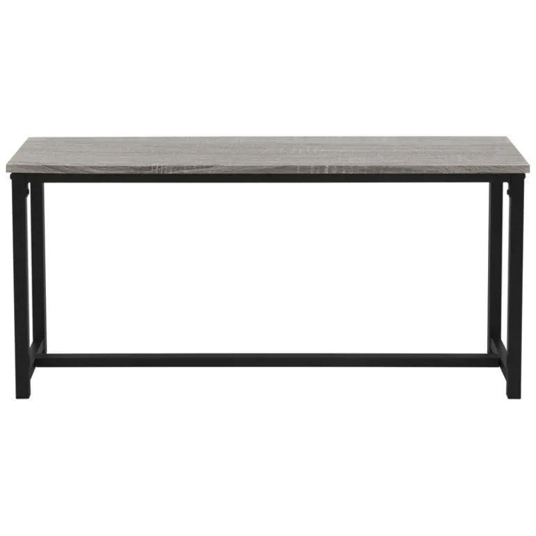 Esszimmergruppe mit 2 Bänken 3-Teilig mit Esstisch Eiche Grau Stahlgestell ML-Design