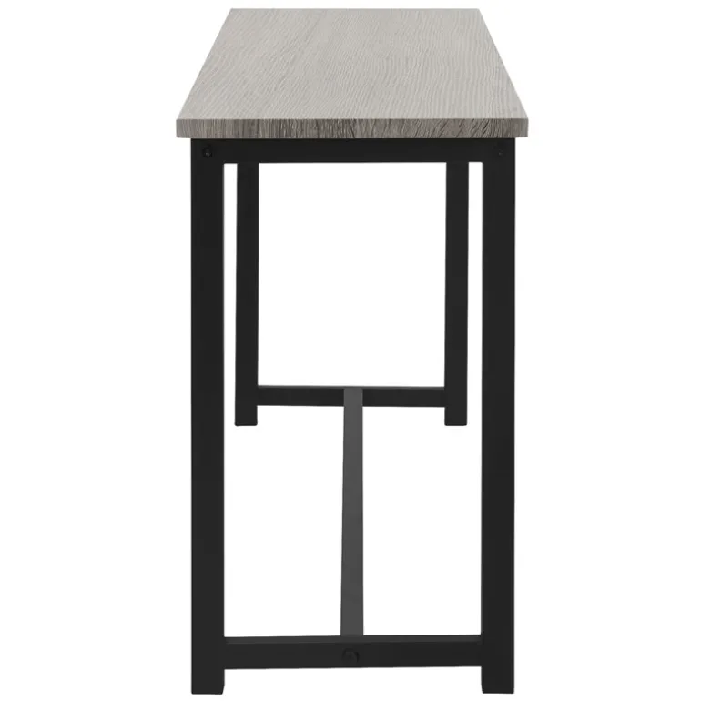 Esszimmergruppe mit 2 Bänken 3-Teilig mit Esstisch Eiche Grau Stahlgestell ML-Design