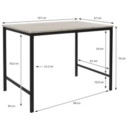 Esszimmergruppe mit 2 Bänken 3-Teilig mit Esstisch Sonoma-Eiche Stahlgestell ML-Design