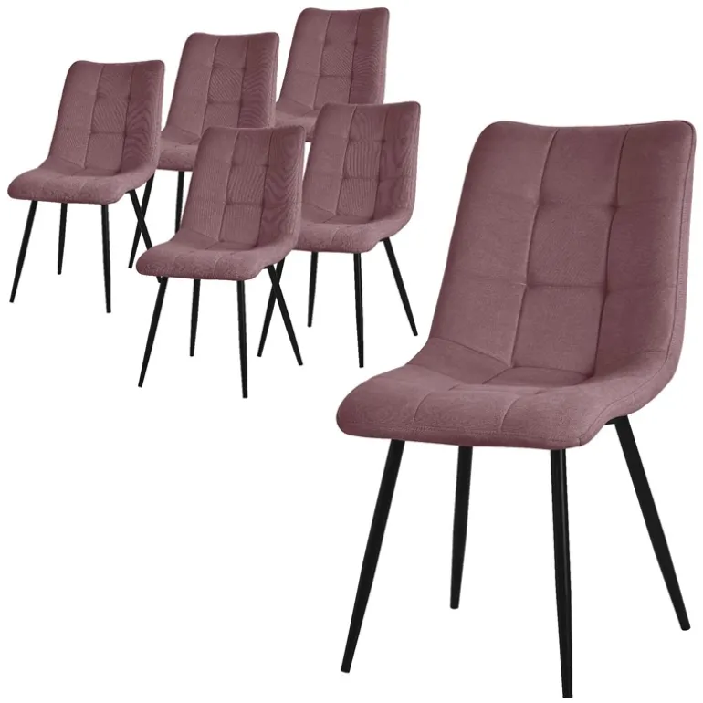 Esszimmerstühle 6er Set Altorsa Küchenstuhl mit Polyesterbezug und Stahlbeinen ML-Design