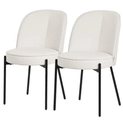 Esszimmerstühle 2er Set Beige mit Rückenlehne, Polsterstühle für Esszimmer & Küche ML-Design