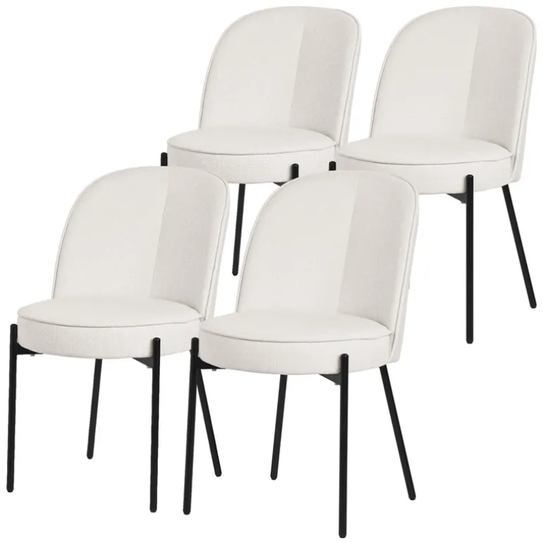 Esszimmerstühle 4er Set Beige mit Rückenlehne, Polsterstühle für Esszimmer & Küche ML-Design