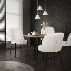 Esszimmerstühle 4er Set Beige mit Rückenlehne, Polsterstühle für Esszimmer & Küche ML-Design