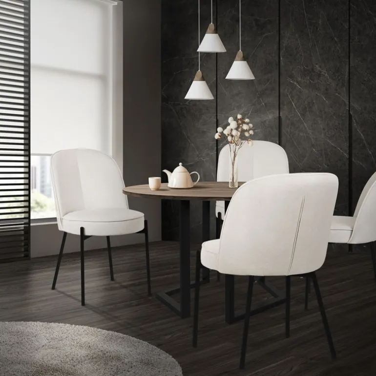 Esszimmerstühle 4er Set Beige mit Rückenlehne, Polsterstühle für Esszimmer & Küche ML-Design
