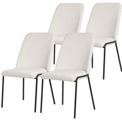 Esszimmerstühle 4er Set Beige mit Rückenlehne, Polsterstühle für Esszimmer & Küche ML-Design