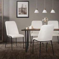Esszimmerstühle 4er Set Beige mit Rückenlehne, Polsterstühle für Esszimmer & Küche ML-Design