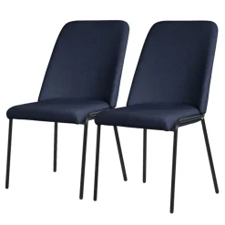 Esszimmerstühle 2er Set Dunkelblau mit Rückenlehne, Polsterstühle für Esszimmer & Küche ML-Design