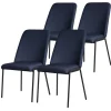 Esszimmerstühle 4er Set Dunkelblau mit Rückenlehne, Polsterstühle für Esszimmer & Küche ML-Design