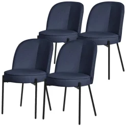 Esszimmerstühle 4er Set Dunkelblau mit Rückenlehne, Polsterstühle für Esszimmer & Küche ML-Design