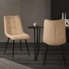 Esszimmerstühle 2er Set Hellbraun Küchenstuhl mit Polyesterbezug und Stahlbeinen ML-Design