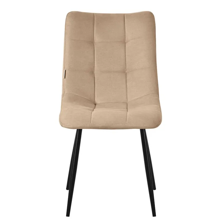 Esszimmerstühle 2er Set Hellbraun Küchenstuhl mit Polyesterbezug und Stahlbeinen ML-Design