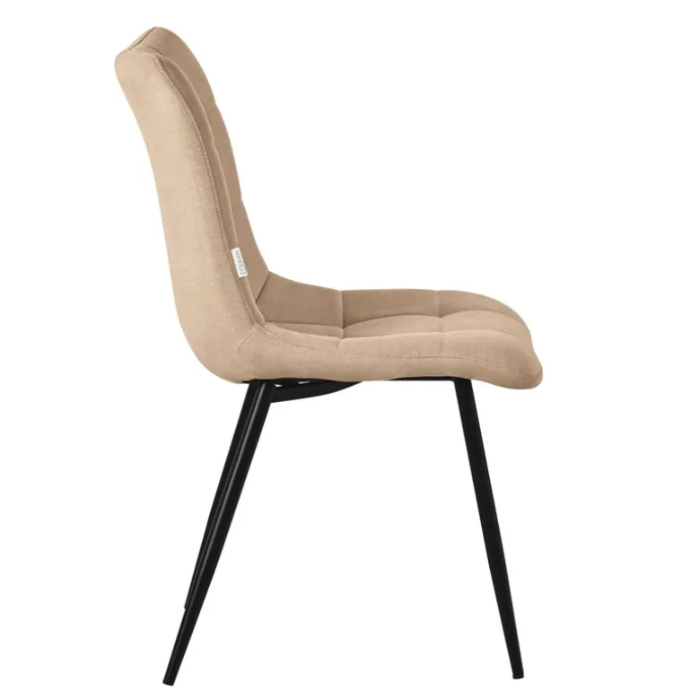 Esszimmerstühle 2er Set Hellbraun Küchenstuhl mit Polyesterbezug und Stahlbeinen ML-Design