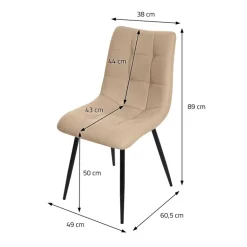 Esszimmerstühle 4er Set Hellbraun Küchenstuhl mit Polyesterbezug und Stahlbeinen ML-Design