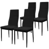 Esszimmerstühle 4er Set, Kunstleder-Bezug, Schwarz, Polsterstuhl mit Metallbeinen ML-Design