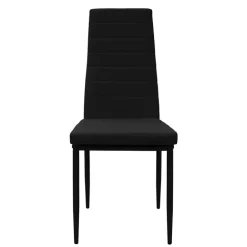 Esszimmerstühle 4er Set, Kunstleder-Bezug, Schwarz, Polsterstuhl mit Metallbeinen ML-Design