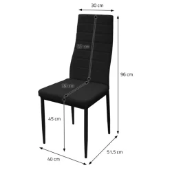 Esszimmerstühle 4er Set, Kunstleder-Bezug, Schwarz, Polsterstuhl mit Metallbeinen ML-Design