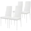 Esszimmerstühle 4er Set, Kunstleder-Bezug, Weiß, Polsterstuhl mit Metallbeinen ML-Design