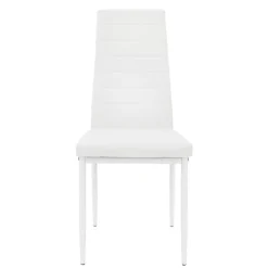 Esszimmerstühle 4er Set, Kunstleder-Bezug, Weiß, Polsterstuhl mit Metallbeinen ML-Design