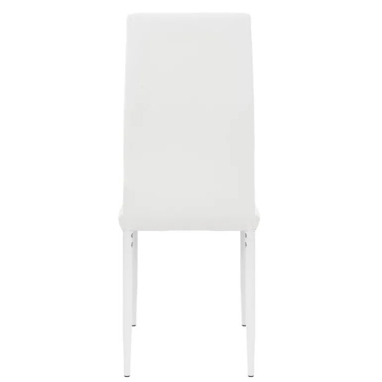 Esszimmerstühle 4er Set, Kunstleder-Bezug, Weiß, Polsterstuhl mit Metallbeinen ML-Design