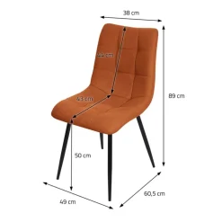 Esszimmerstühle 6er Set Orange Küchenstuhl mit Polyesterbezug und Stahlbeinen ML-Design