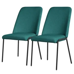 Esszimmerstühle 2er Set Petrol mit Rückenlehne, Polsterstühle für Esszimmer & Küche ML-Design