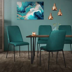 Esszimmerstühle 2er Set Petrol mit Rückenlehne, Polsterstühle für Esszimmer & Küche ML-Design