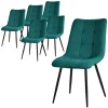 Esszimmerstühle 6er Set Petrol Küchenstuhl mit Polyesterbezug und Stahlbeinen ML-Design