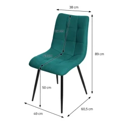 Esszimmerstühle 6er Set Petrol Küchenstuhl mit Polyesterbezug und Stahlbeinen ML-Design