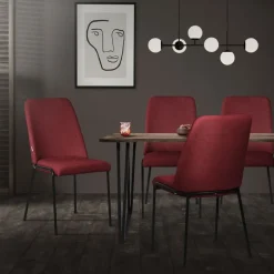Esszimmerstühle 2er Set Rot mit Rückenlehne, Polsterstühle für Esszimmer & Küche ML-Design