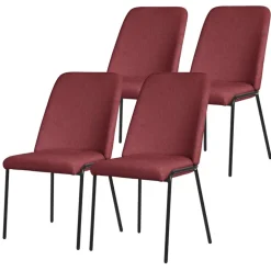 Esszimmerstühle 4er Set Rot mit Rückenlehne, Polsterstühle für Esszimmer & Küche ML-Design