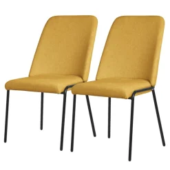 Esszimmerstühle 2er Set Senf mit Rückenlehne, Polsterstühle für Esszimmer & Küche ML-Design