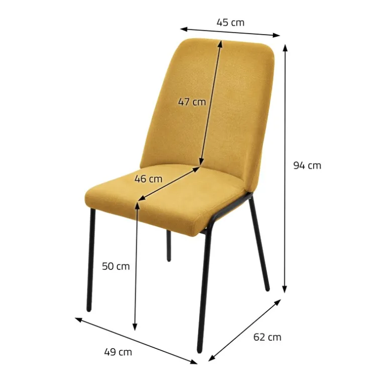 Esszimmerstühle 2er Set Senf mit Rückenlehne, Polsterstühle für Esszimmer & Küche ML-Design